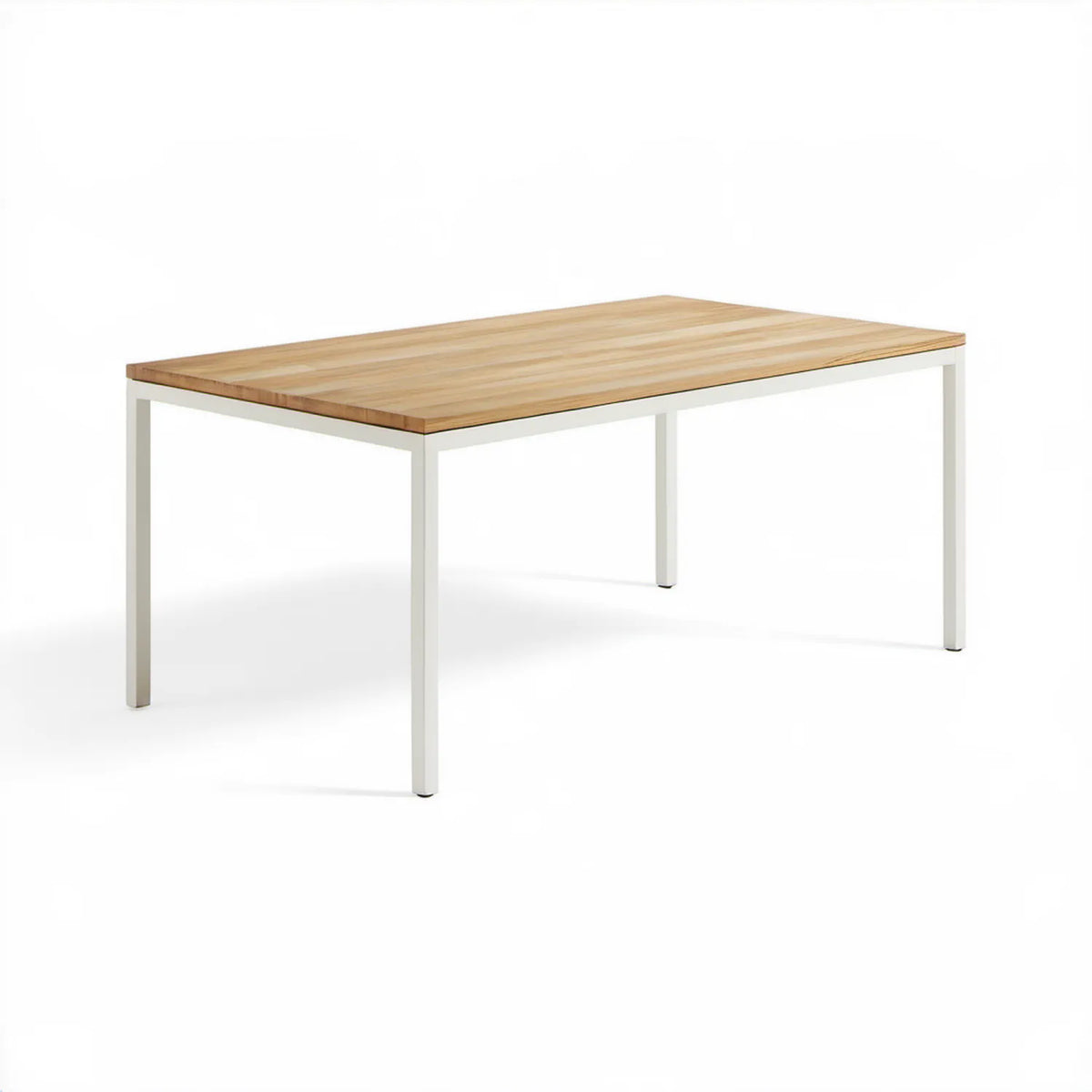 Prostokątny stół z blatem z litego bambusa, biały/naturalny bambus, 160 x 80 x 75 cm