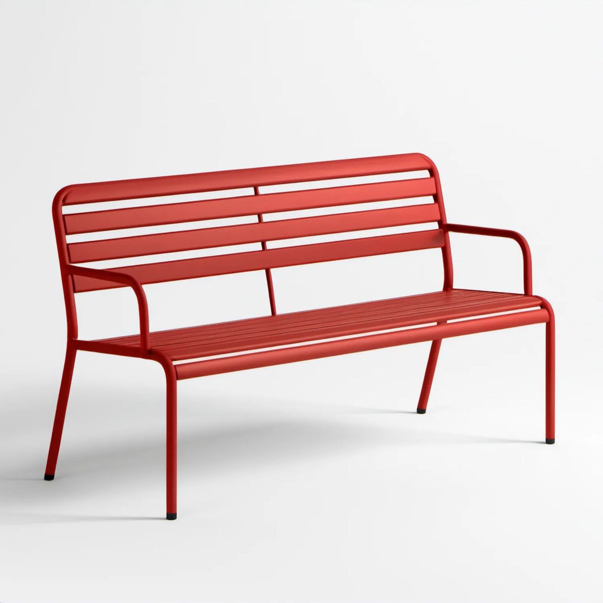 Czerwona stalowa ławka ogrodowa 3-osobowa 150 x 62 x 82 cm