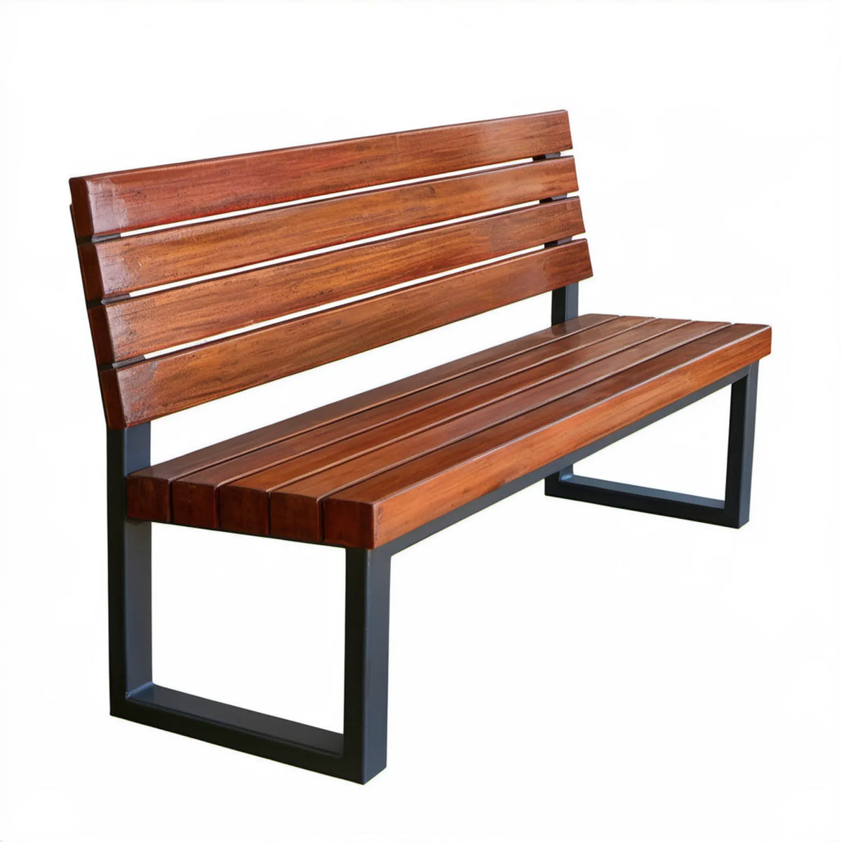 Ławka ogrodowa z litego drewna i stali brązowo-czarna 150 × 60 × 80 cm