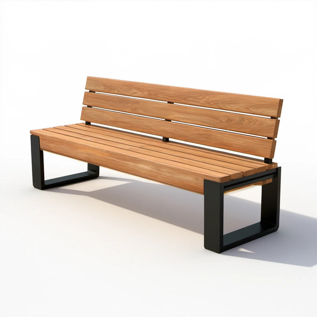 Ławka ogrodowa z litego drewna i stali Brązowa/Czarna 180 × 60 × 85 cm